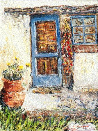 Blue Door and Chili Ristra